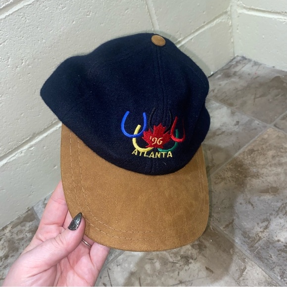 Vintage Atlanta 1996 Olympic Suede Hat unisex no official branding leather strap - Picture 10 of 14